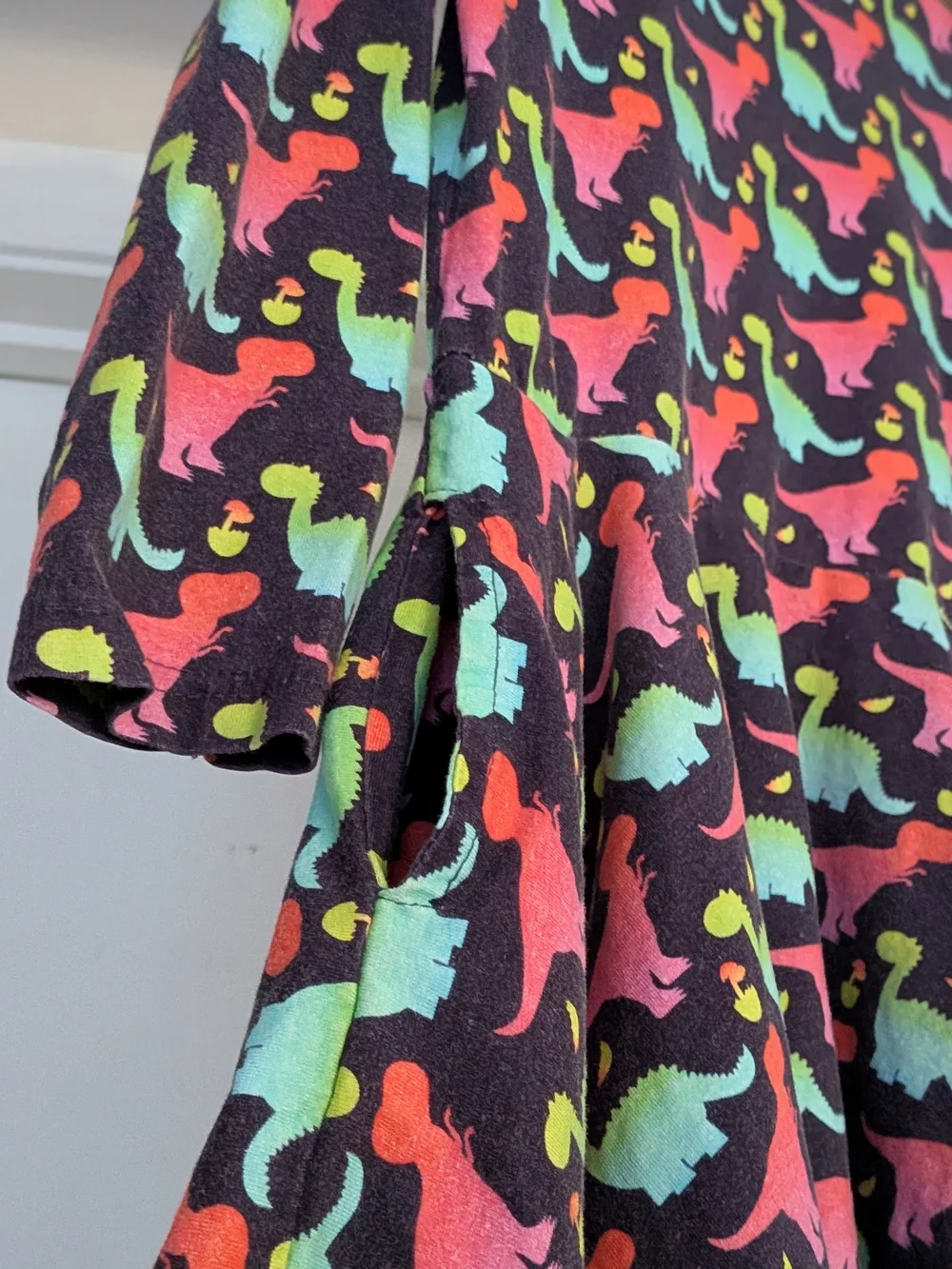 Svaha Colorful Dinosaurs Long Sleeve Kids Twirl Dress